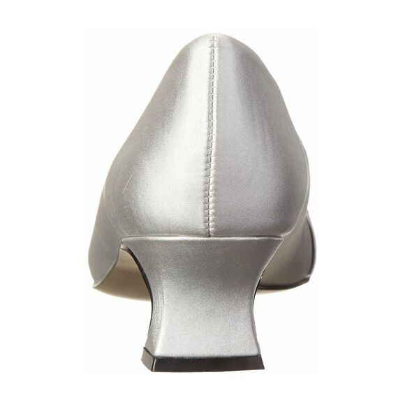 Easy Street Women Waive Classic Kitten Pump Heels Size US 9M Silver Satin - Picture 4 of 6